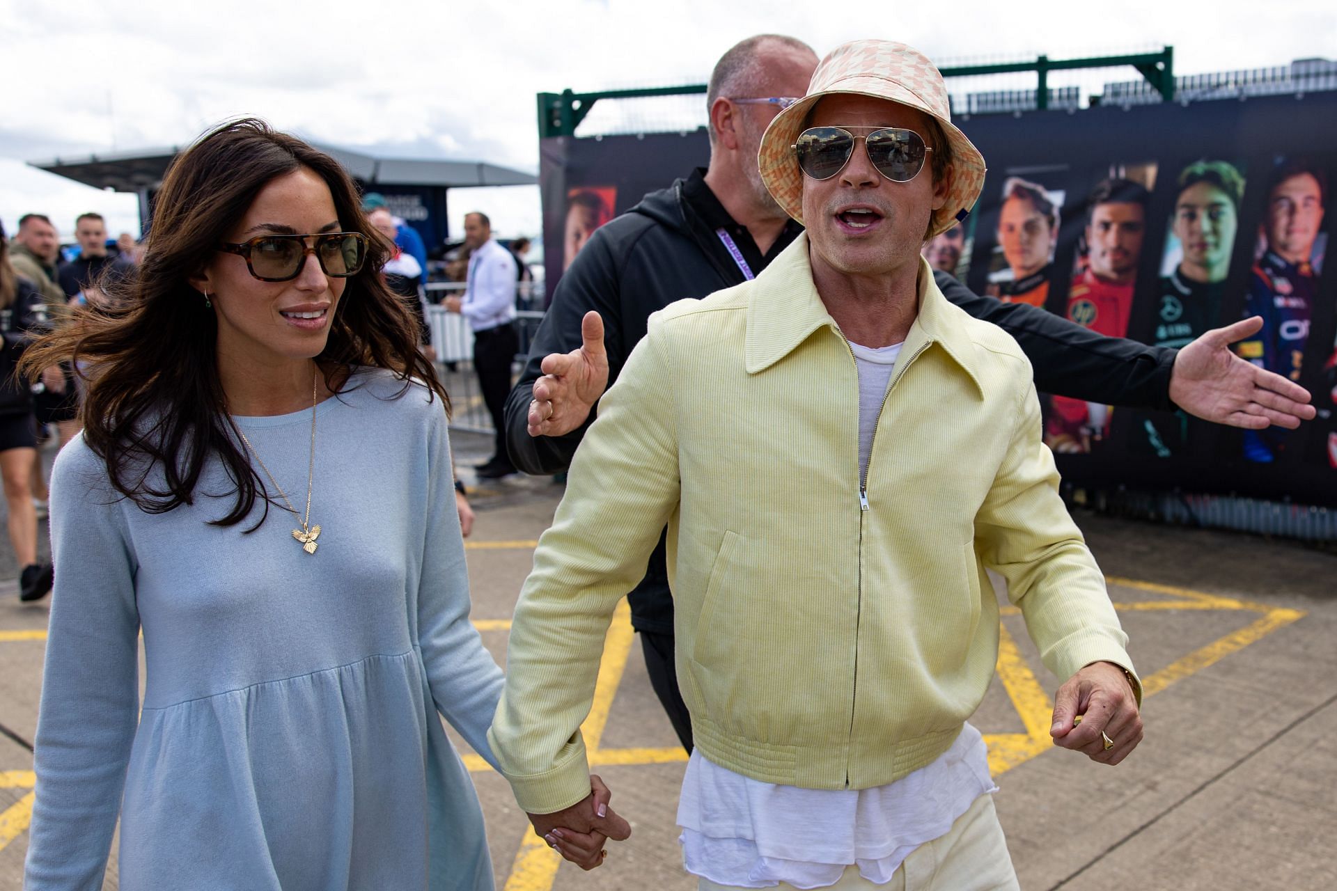 Brad Pitt and Ines de Ramon at the F1 Grand Prix of Great Britain - Source: Getty
